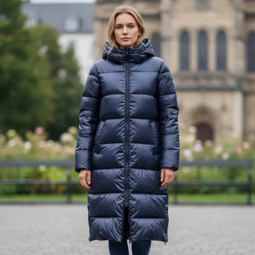 Sanctuary Women's Navy Puffer Coat Sz Large. EUC